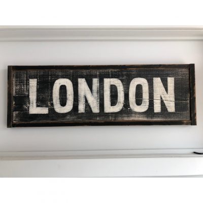london wood sign