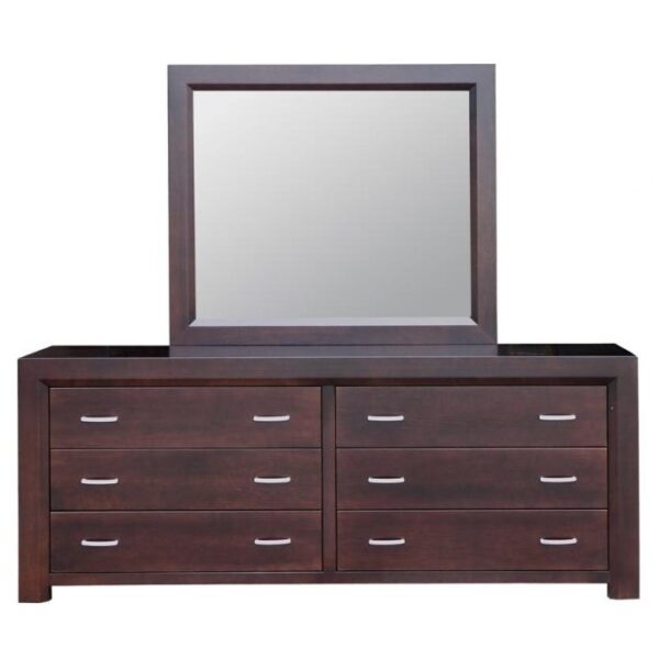 Contempo 6 Drawer Long Dresser & Mirror