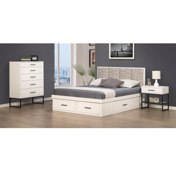 Electra 4 Drawer Queen Condo Bed with Fabric Headboard (2 on end/1 each side)