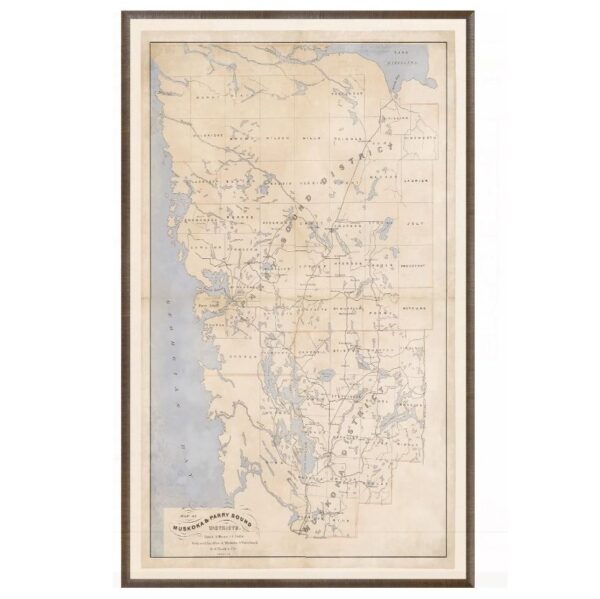 Map - Muskoka and Parry Sound - 1879 - GLASS FRAMED