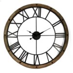 Metal Clock w/ Wood Frame, 38"