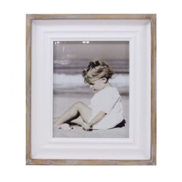 White Wood Frame w/ Wood Border, 8x10