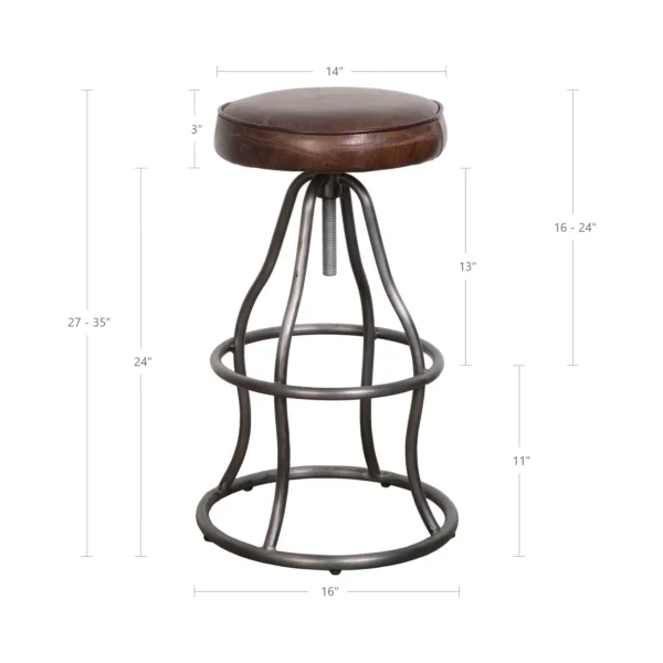 Bowie Bar Stool - Vintage Brown Leather - Image 2