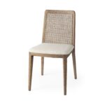 Clara Light Brown Wood W/ Cream Fabric Seat