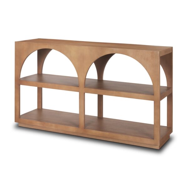 Bela Small Arched Console Table Medium Brown Wood