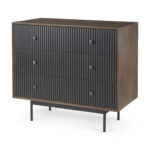 Grace Medium Brown Wood W/Black Metal Frame 3 Drawer Accent Cabinet