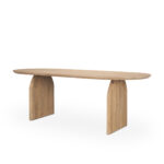 Isla Oval Dining Table w/Light Brown Wood Top & Arched Legs