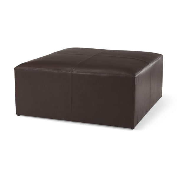 Minara Square Dark Brown Leather Wrapped Ottoman