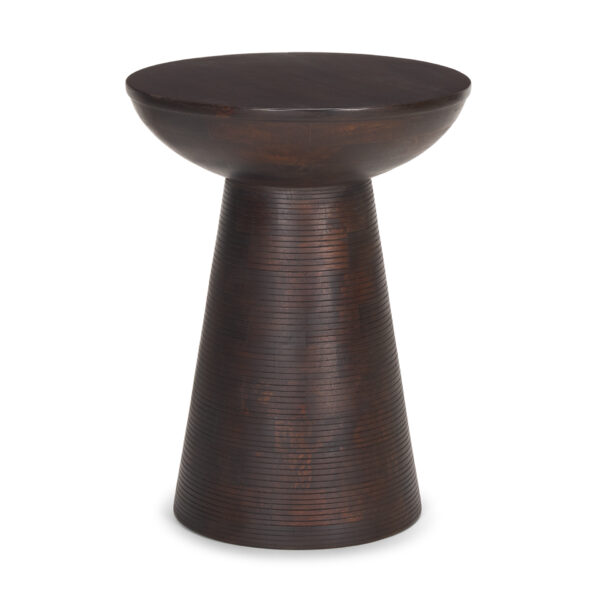 Novell Dark Brown Wood Pedestal Accent Table