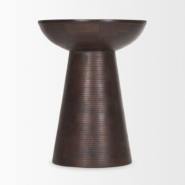 Novell Dark Brown Wood Pedestal Accent Table - Image 2