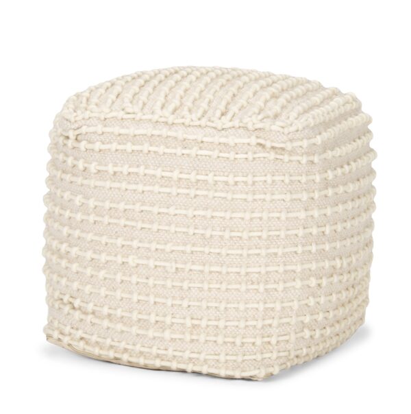 Sakaye Beige w/ Cream Stitched Patterned Pouf