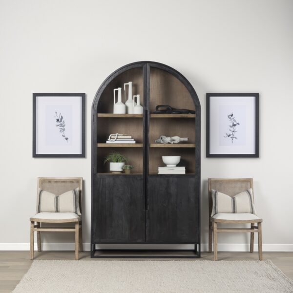 Sloan 85.5H Dark Wood W/Black Metal Frame Arch Cabinet - Image 4