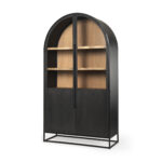 Sloan 85.5H Dark Wood W/Black Metal Frame Arch Cabinet