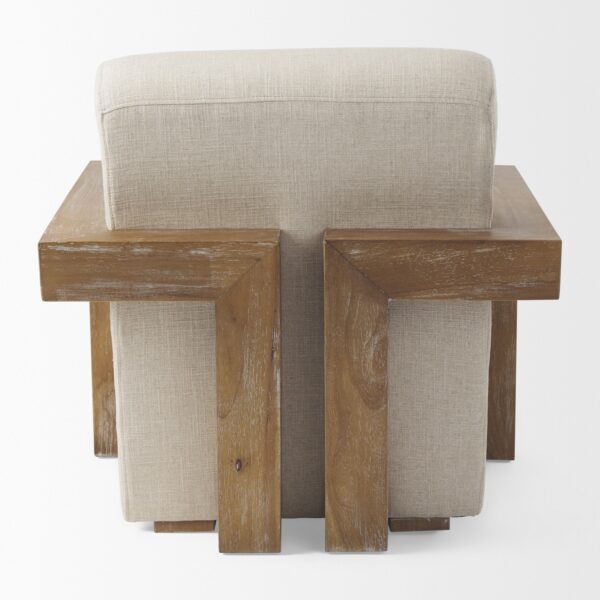 Sovereign Beige Fabric Seat and Wood Frame Accent Chair - Image 3