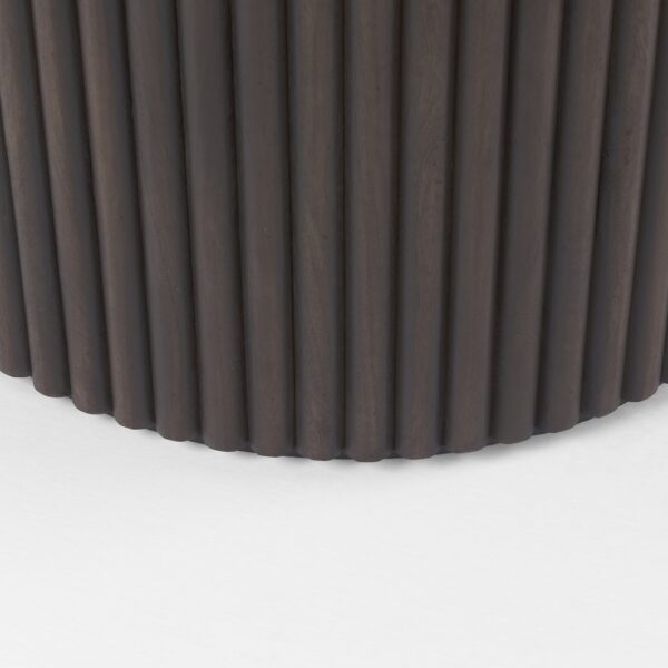 Terra Dark Brown Wood Round Fluted Dining Table - Image 2