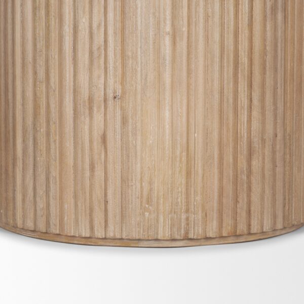 Terra Light Brown Wood Round Fluted Dining Table - Image 2