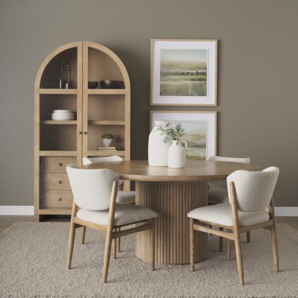 Terra Light Brown Wood Round Fluted Dining Table - Image 3