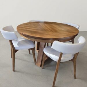 Freya Round Dining Table and 4 Myra Chairs - Floor Model
