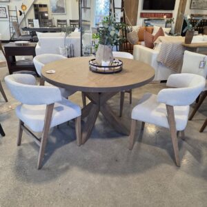 Nordheim Round Dining Table and 4 Clarity Chairs - Floor Model