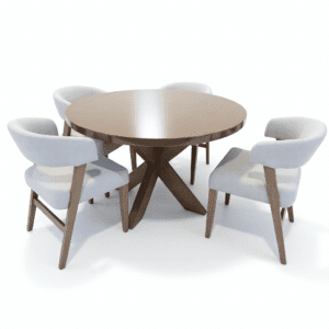 Nordheim Round Dining Table and 4 Clarity Chairs - Floor Model